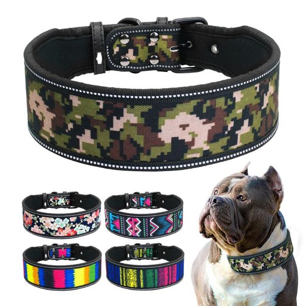 

reflective adjustable waterproof dog collar nylon pet collars for medium large dogs pitbull german shepherd s m l & leashes