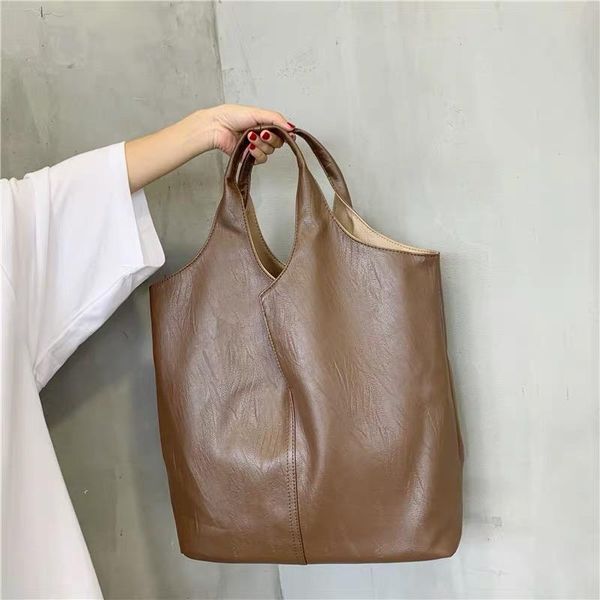 

female bag 2021 pu leather shoulder fashion large capacity soft surface personalized double-sided handbag evening bags
