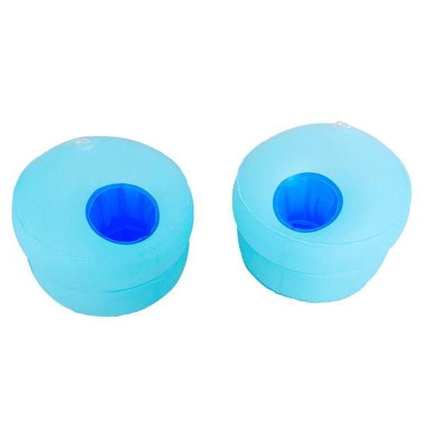 

life vest & buoy 1 set inflatable arm bands double airbag buoyancy rings thicken water sleeves swimming armlets for boys girls (sky-blue pa
