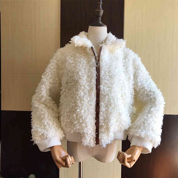 

women's fur & faux autumn winter lambs wool short jacket women warm thicken loose lantern sleeve plush coats female cc932 8ykb, Black