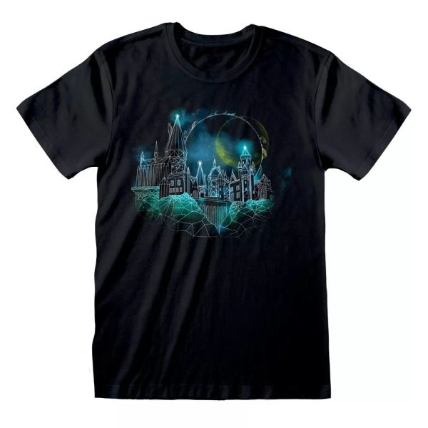 

harry potter licensed hogwarts wireframe men t-shirt, White;black