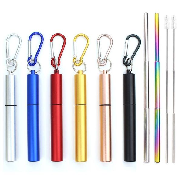 

drinking straws cocktail stainless steel metal straw with brush portable storage bag outdoor reusable