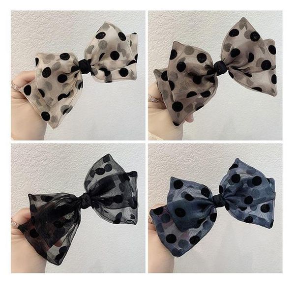 

girl hair clips ribbon bows barrettes girls dotted hairpins ladies barrette accessory a66 &, Golden;silver