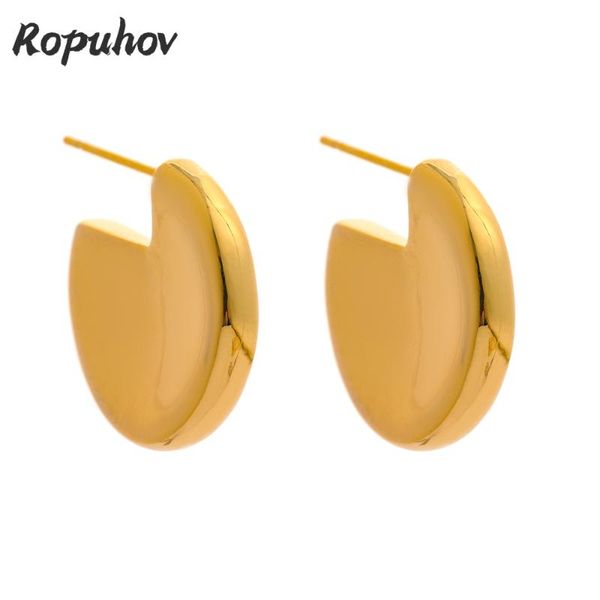

stud ropuhov minimalist metalic unusual earrings statement texture copper geometric 2021 gift, Golden;silver