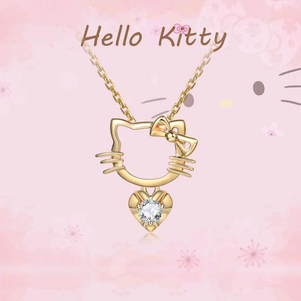 

chains s925 silver necklace women's fashion little fresh kitty cat clavicle chain net red explosion zircon