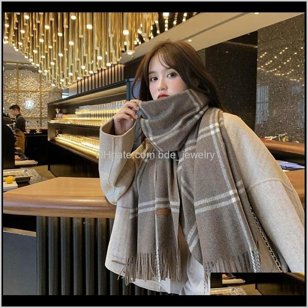 

wraps hats, & gloves fashion aessoriesclassic winter korean womens versatile double face wool shawl autumn and bib scarves drop delivery 202, Blue;gray