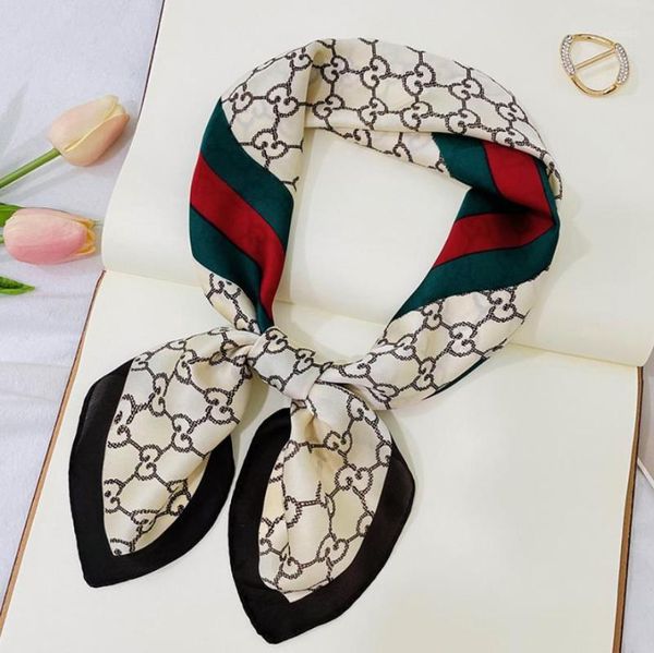 

silk scarf for women ladies retro summer autumn print thin narrow square daily casual satin small wraps shawl fashion neckerchief 70*70cm1, Blue;gray