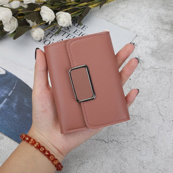 

wallet 2021 spring and summer short fashion simple checkered decoration plain female solid color three fold student, Red;black