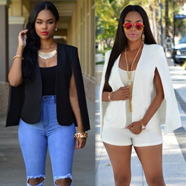 

exquisite high-end suit s3077 women's small coat fashion cape short, White;black