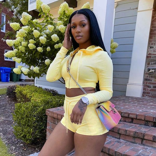 

women's tracksuits sporty two piece outfits sweatsuits for women zip up cropped hoodies and shorts matching sets, Gray