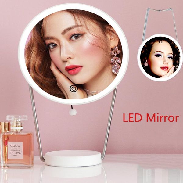 

compact mirrors led cosmetic mirror with light usb charging fill beauty desktable lamp bathroom wall