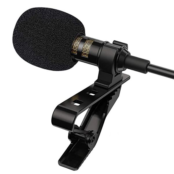 Microfono mini lavalier da 3,5 mm con clip in metallo microfono da bavero per telefono cellulare PC portatile microfono cablato/microfono per parlare audio vocale