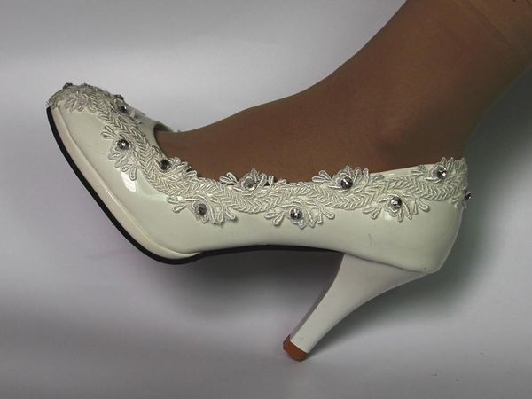 

dress shoes white lace sweet pumps princess party heels wedding, Black