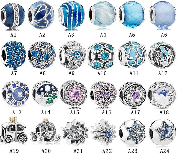 Neue Ankunft 925 Sterling Silber Blaue Serie Kürbis Auto Stern Feste Schnalle Perlen DIY Fit Original Europäisches Charm-Armband Mode Damen Schmuck Zubehör