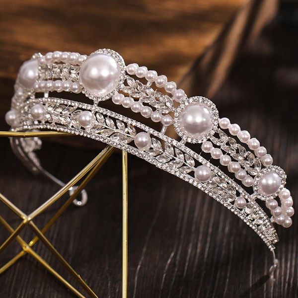 

hair clips & barrettes baroque pearl princess crown headdress for women headwear bands headband girls hoop female wedding accessories, Golden;silver