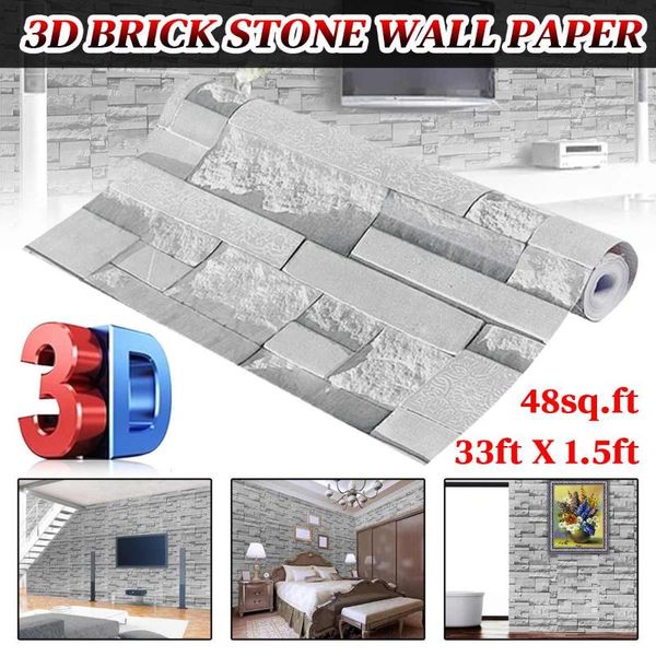 

self adhesive brick stone wallpaper peel and stick waterproof bathroom kitchen background stickers home decor film 45cm x 10m wallpapers