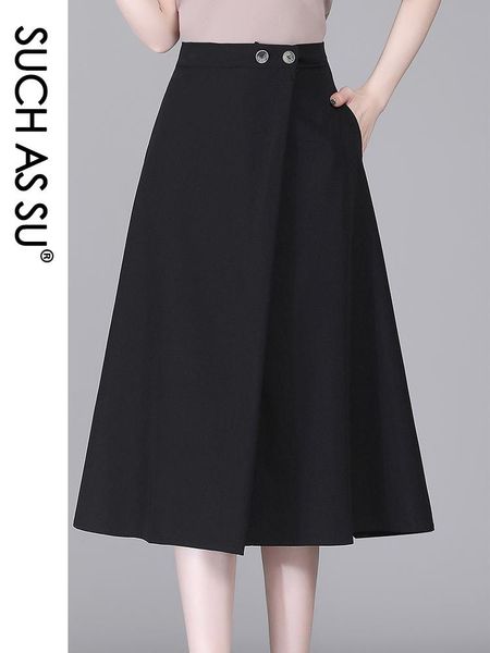 

skirts such as su spring summer women black knitted asymmetrical split high waist pockets skirt plus size mid long female