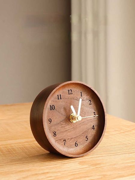 

wall clocks wooden clock modern design desksmall desk black walnut solid wood bedside household home decor