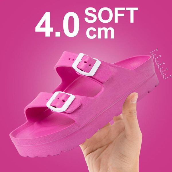 

sandals thick sole for women summer female slip on slippers beach jelly shoes woman slides buckle casual outdoor flip flops, Black