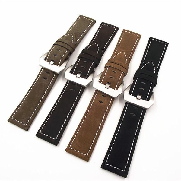 

watch bands wholesale 10pcs / lot 18mm 20mm 22mm 24mm pu leather sand imitation band strap man straps a001, Black;brown