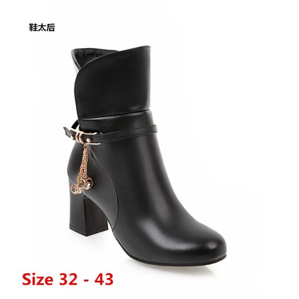 

boots winter spring autumn high heel ankle women short woman shoes botas muje small big size 32 - 43, Black