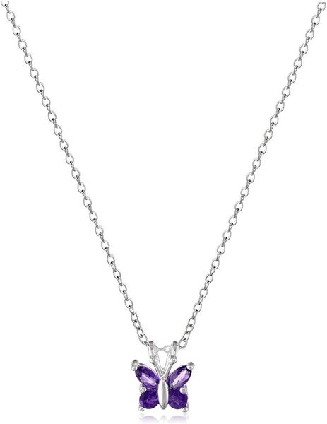

chokers cute lovely crystal butterfly necklace choker elegant sterling silver gemstone stone pendant for women girls, Golden;silver