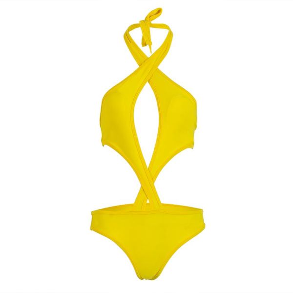 

one-piece suits 2021 women swimwear overlapping bandage plunge swimsuit unpadded bikini push up beachwear beach outwear