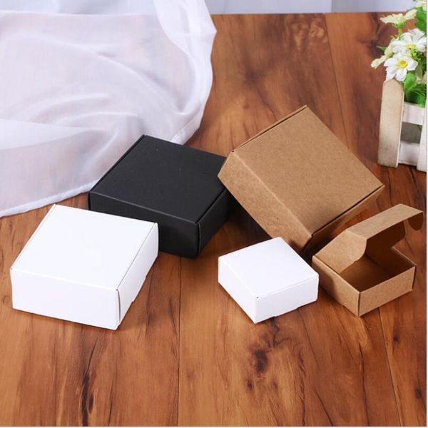 

gift wrap 50pcs small kraft paper box,brown cardboard handmade soap box,white craft box,black packaging jewelry box