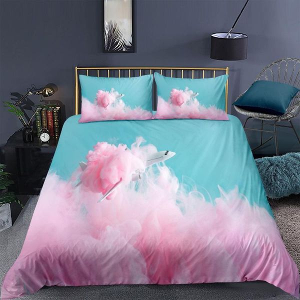 

bedding sets pink art fantasy set fashoin 3d print comforter luxury  king single duvet cover home textile decor romantic