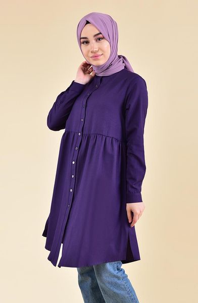 

women's blouses & shirts minahill pleated waist tunic 5000-07 purple, White