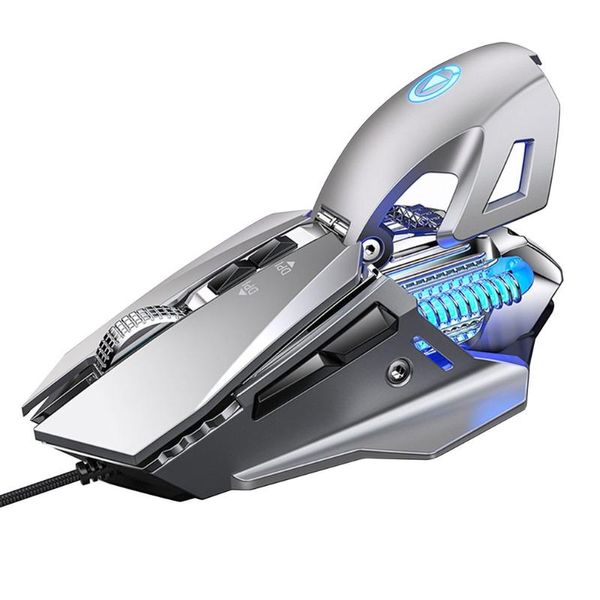 

mice 7200dpi gaming mechanical wired mouse for pc lap home office with brushed metals bottom plate