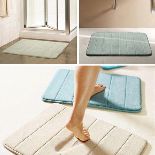 

carpets 5 colors washable home bath mat non-slip bathroom carpet soft coral fleece memory foam rug 40x60cm kitchen floor decor