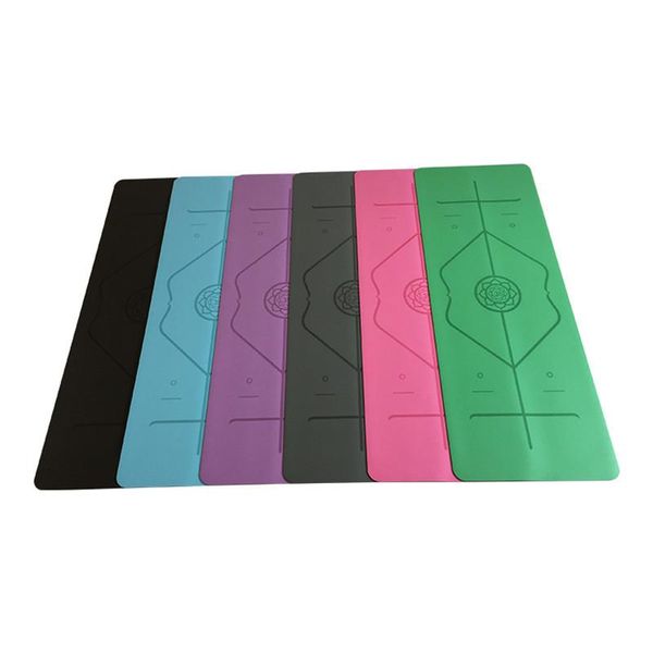 

yoga mats arrival pu coating nature rubber with body position line non-slip healthy mat esterilla