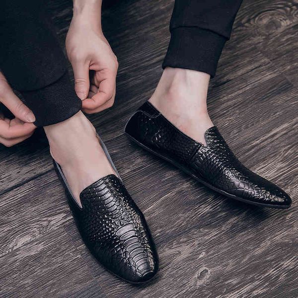 

dress shoes black men loafers luxury genuine leather slip-on moccasins casual fashion men's flats driving