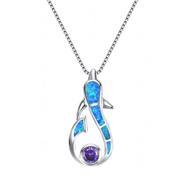 

pendant necklaces cute dolphin play ball necklace purple crystal round stone vintage black gold silver color for women
