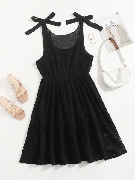 

plus solid knot cami dress a39q#, Black