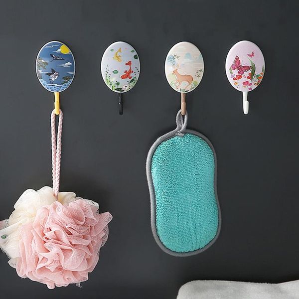 

hooks & rails chinese pastoral style creative beautiful hook key umbrella clothes coat strong bathroom viscose decorative 4pcs