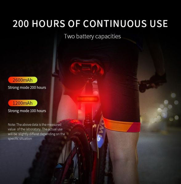 

bike lights usb rechargeable bicycle taillight 2600mah led light cycling safety warning waterproof rear tail accessori