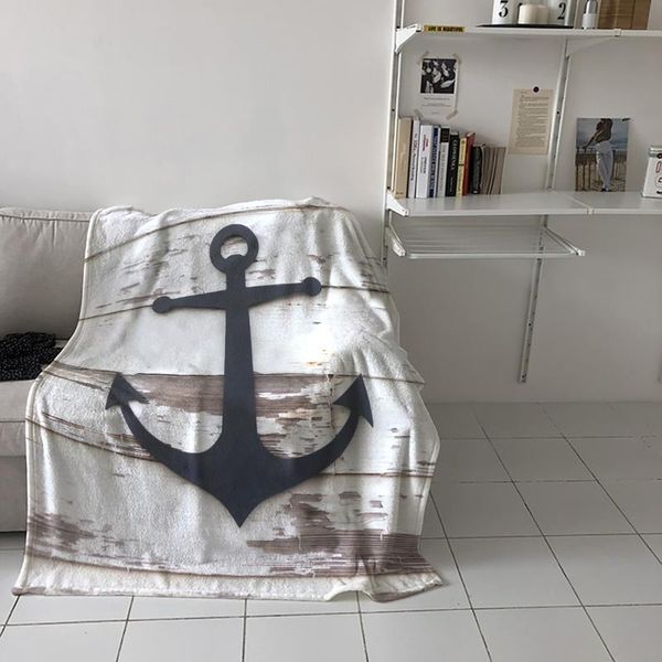 

leisure blankets vintage anchor wood grain home textiles sofas children's bedroom for travel special throw blanket warm flannel