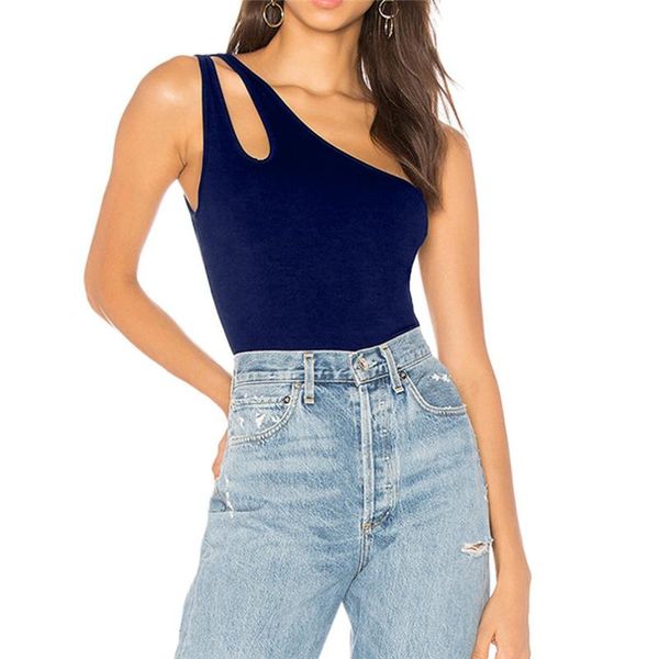 

women's jumpsuits & rompers 2021 est fashion women spring summer solid one-shoulder neckline jumpsuit convenient playsuits #2021.4.16, Black;white