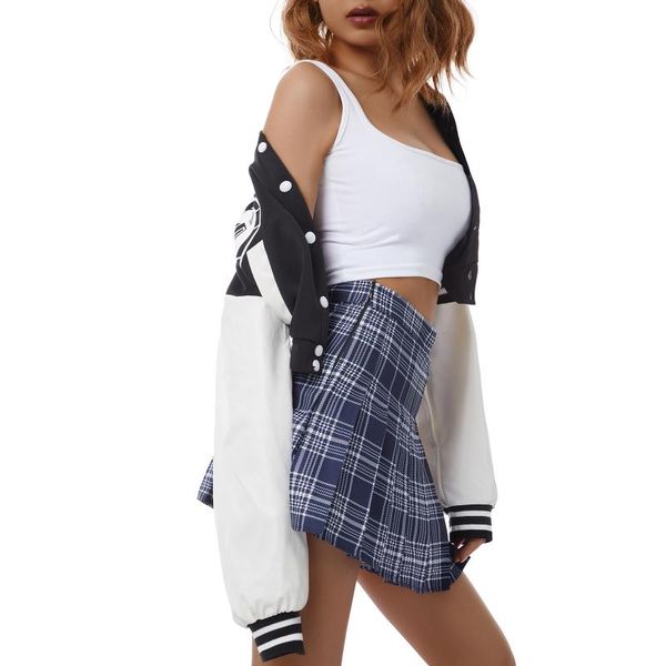 

women's jackets women short color block jacket, adults letter & stripe print stand collar long sleeve cardigan, Black;brown
