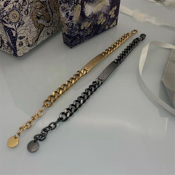 

75%off outlet onlinenew family net red 2021 fashion simple letter plated black bracelet, Silver