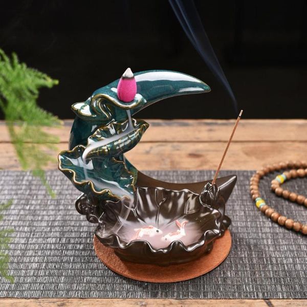 

fragrance lamps incense burner eco-friendly decorative ceramic handcrafted censer holder for decorating creative resin moon shape