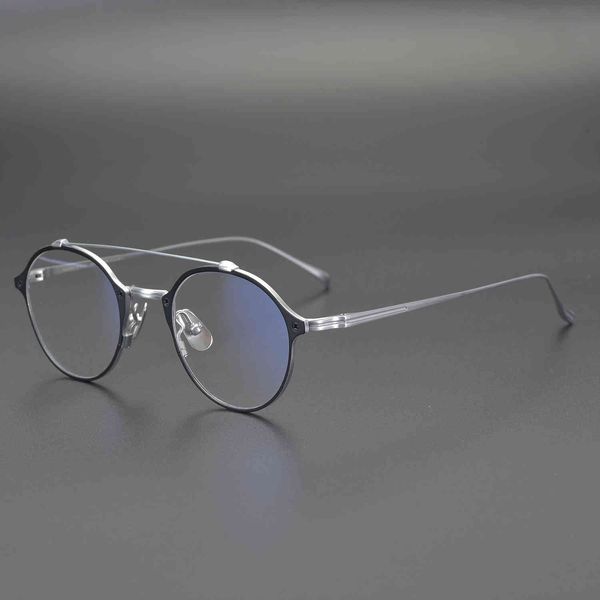 

japanese minimalist style bronze double beam pure titanium frame ultra light pilot glasses for men and women, White;black