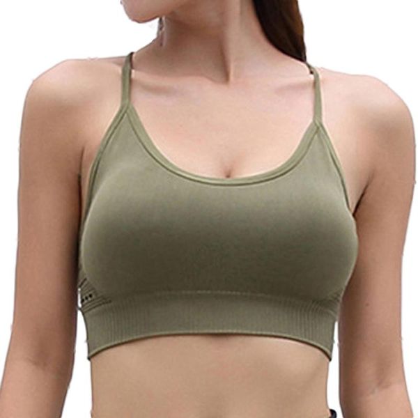 

gym clothing seamless shockproof gather sports bra women solid backless elastic yoga running, White;black