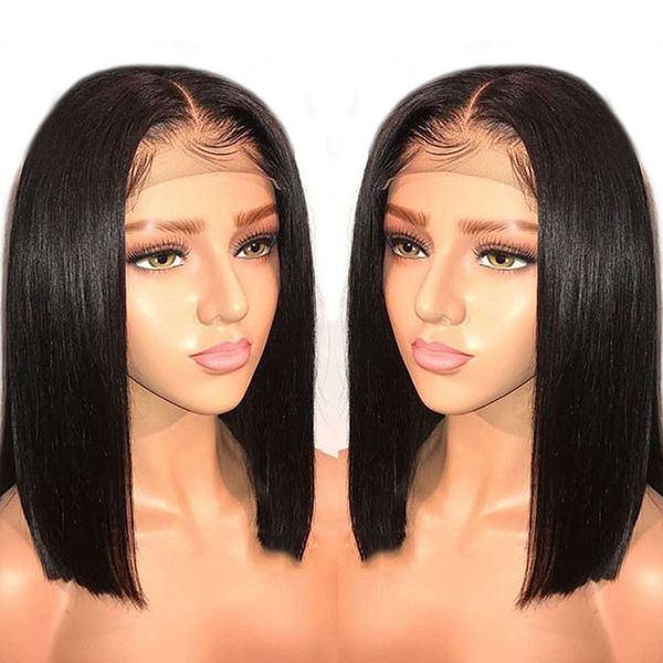 

straight women lace wig black short hair chemical fiber headgear, Black;brown