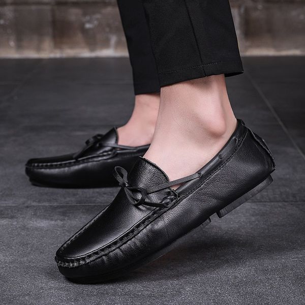 

dress shoes man loafers for men 2021 fashion comfy classic driving footwear casual luxury genuine leather s ndbk, Black
