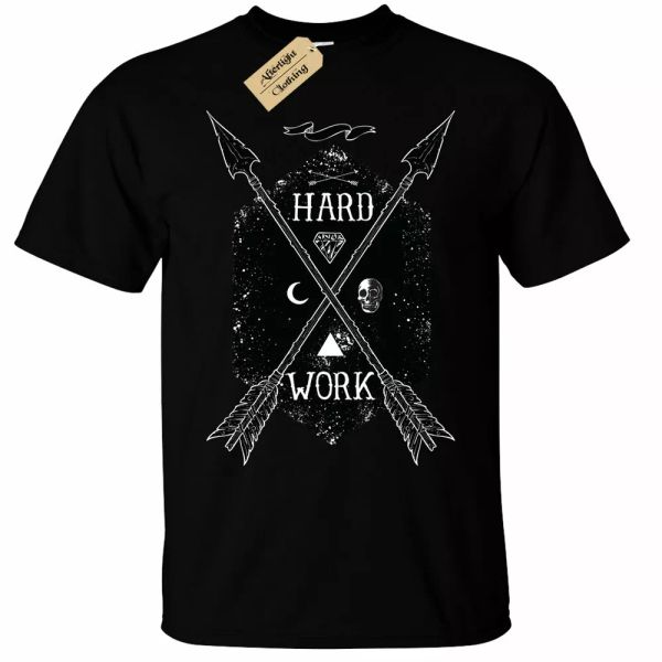 

duro trabajo camiseta hombre calavera luna gÃ³tico noche, White;black