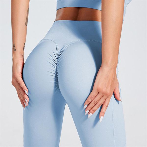 

yoga outfit pants women sports leggings fitness nylon stretchy high waist hip push up running tights gym clothing with pocket