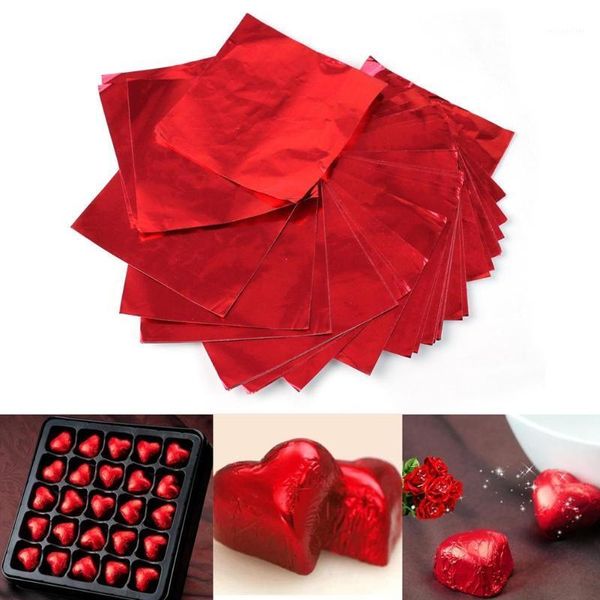 Geschenkpapier, 8 x cm, 200 Stück/Lot, rotes Quadrat, Süßigkeiten, Schokolade, Lolly, Süßigkeiten, Paket, Folienverpackungen, Geschenkpapier, Blätter, Hochzeit, Braut